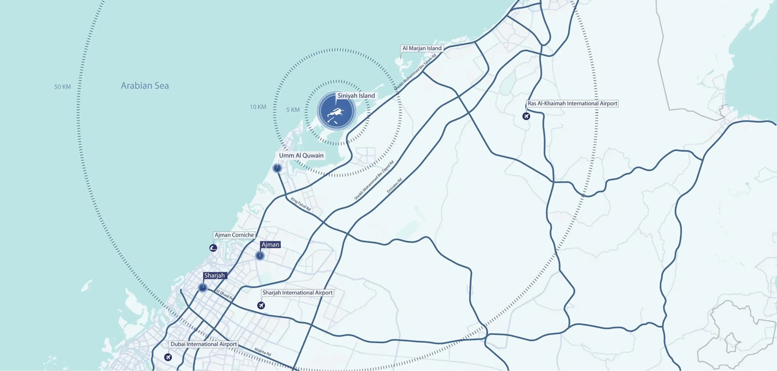 Siniya Island Location Map